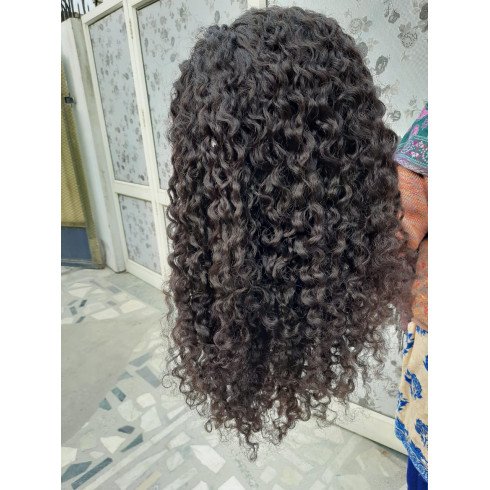 Raw Natural  Curly Full lace wig Transparent  lace 